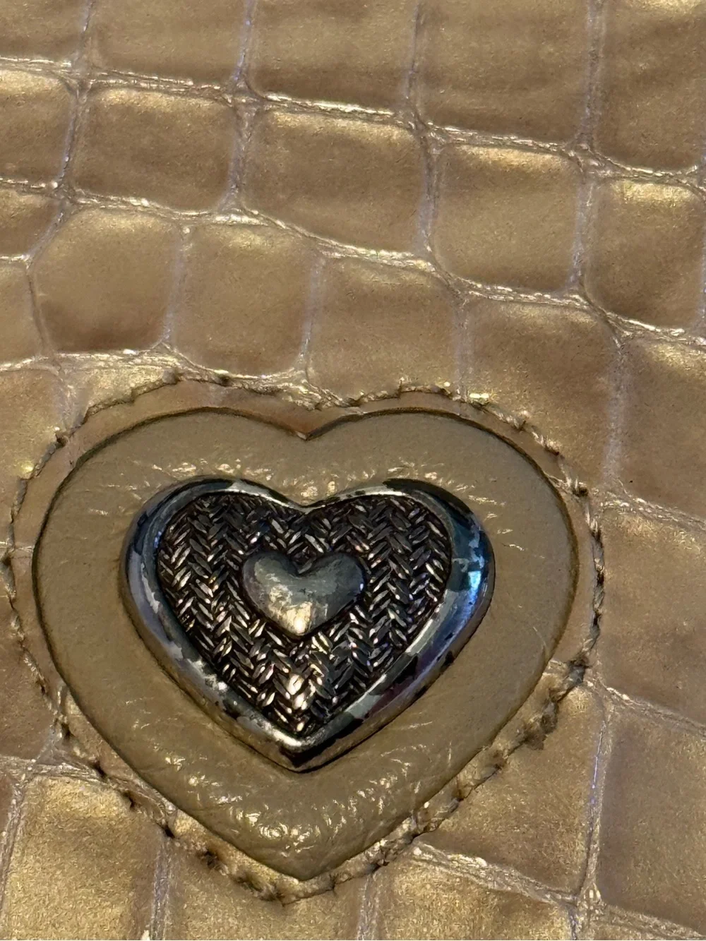 Shimmery Taupe Croc-Textured Wallet
